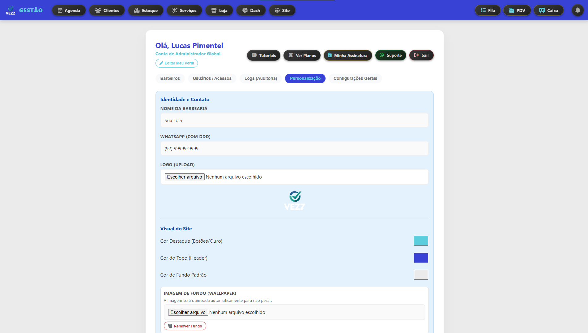 Personalização Tema 1